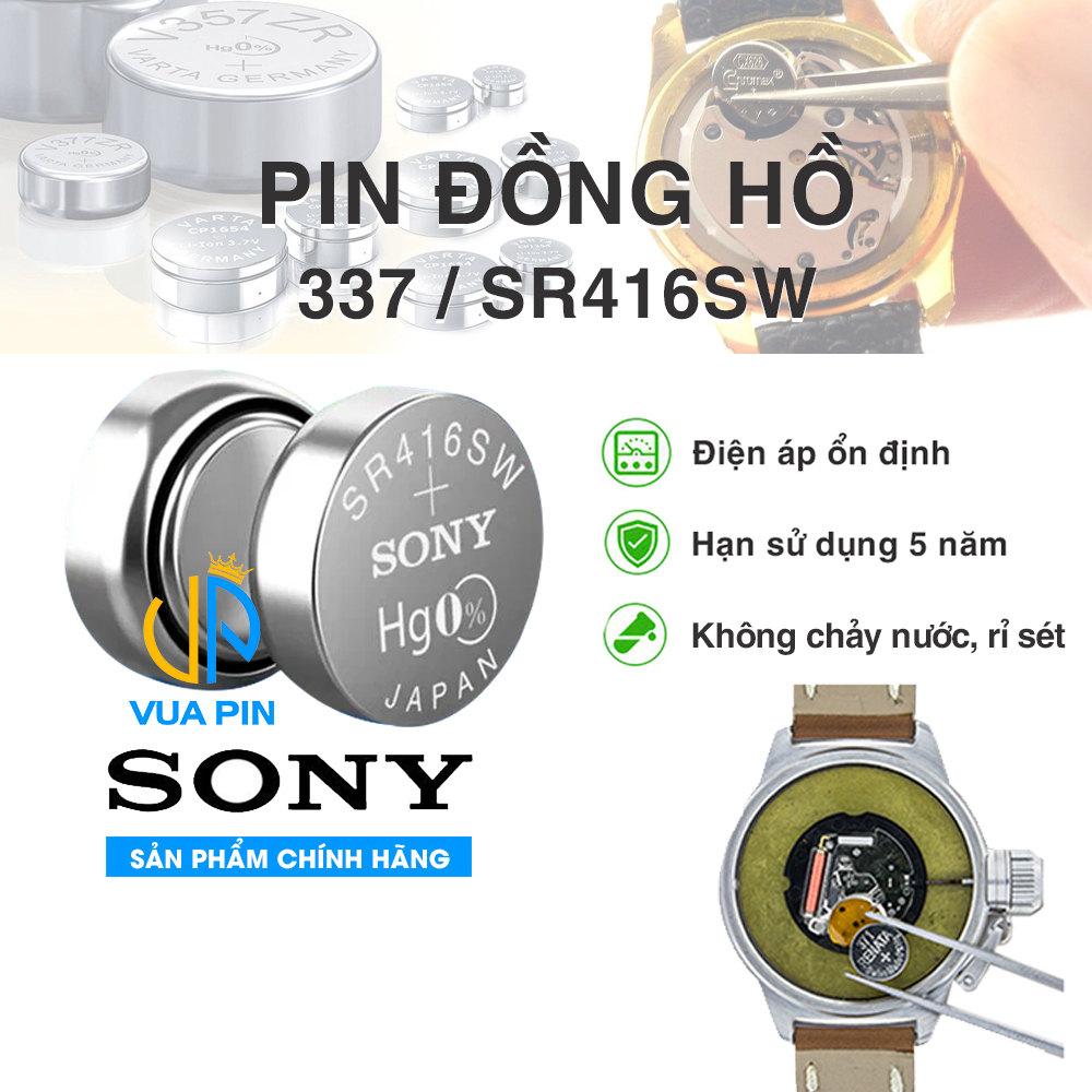 Pin đồng hồ chính hãng Sony 337 – SR416SW sản xuất tại Nhật Bản