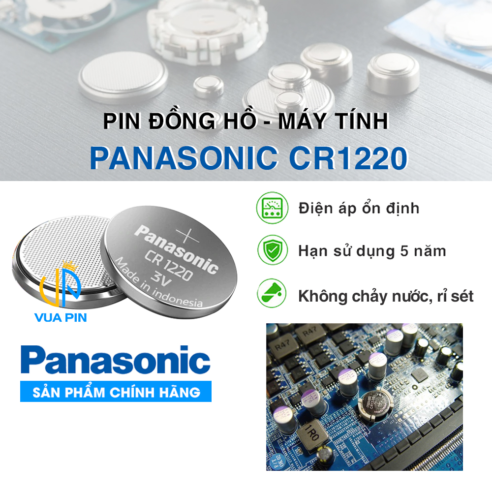 Pin CMOS máy tính, Laptop, đồng hồ, thiết bị điện tử – CR1220 chính hãng Panasonic