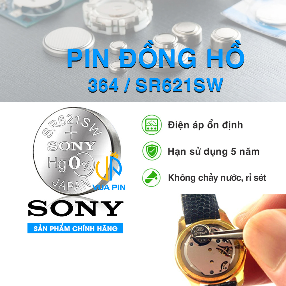 Pin đồng hồ chính hãng Sony 364 – SR621SW sản xuất tại Nhật Bản
