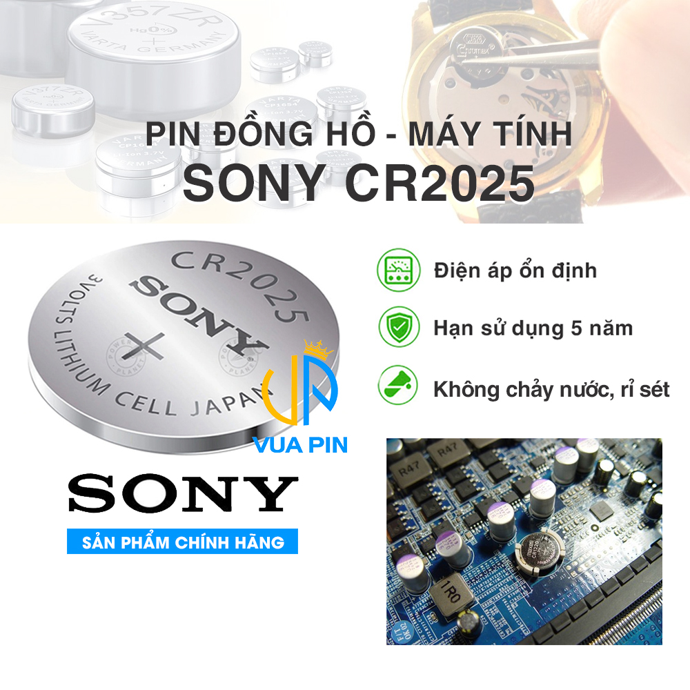 Pin CR2025 chính hãng Sony dùng cho thiết bị điện tử, đồ chơi, CMOS máy tính…