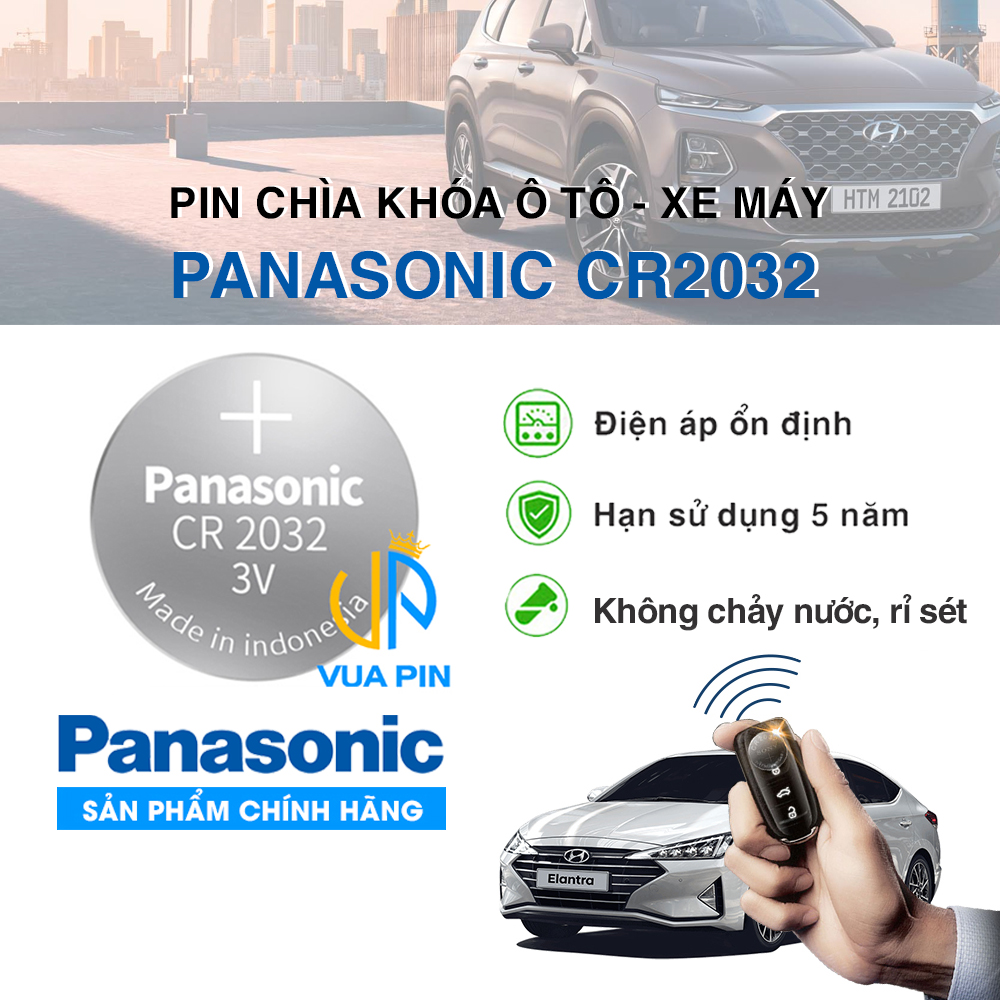 Pin chìa khóa ô tô, xe máy CR2032 chính hãng Panasonic sản xuất tại Indonexia