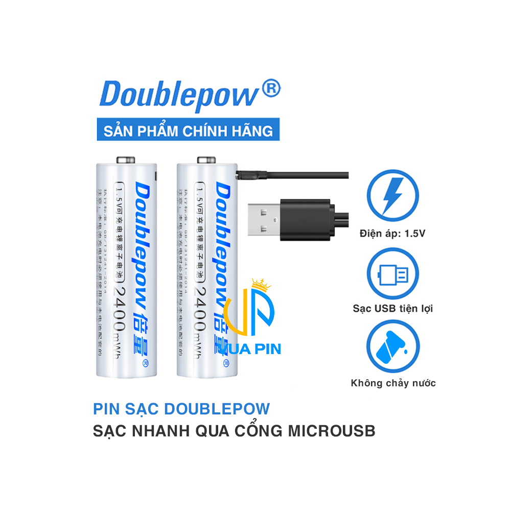 Pin sạc  thông minh Doublepow AA 2400 mWh sạc trực tiếp qua cổng MicroUSB